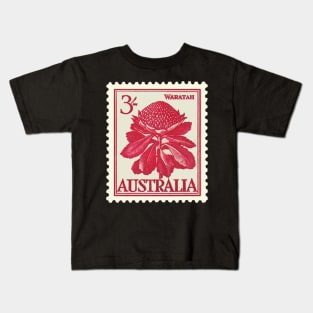 Australian Waratah Vintage Postage Stamp Kids T-Shirt